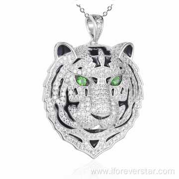 Street Trend Retro Tiger Head Pendant Necklace Jewelry